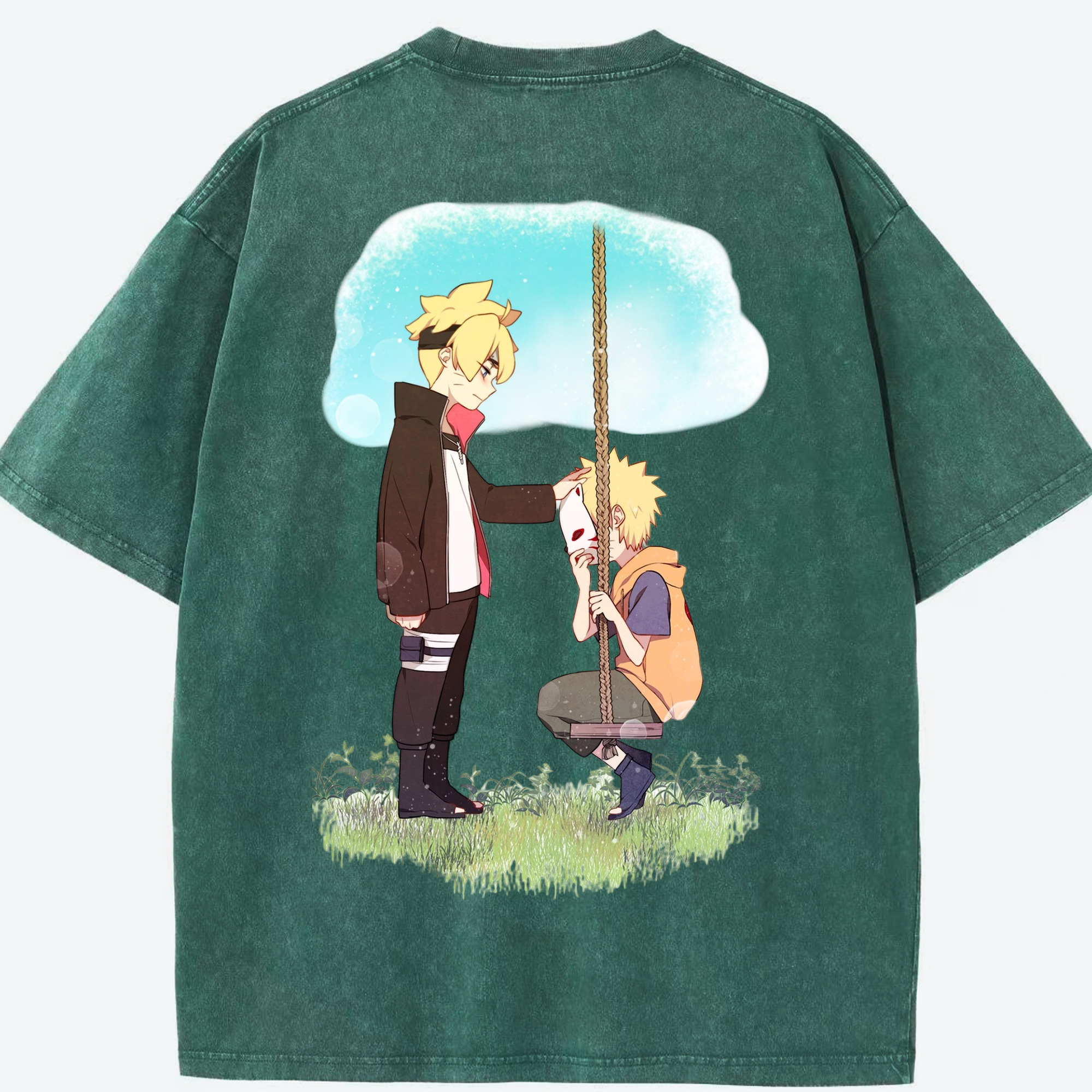 （画像用） NARUTO -ナルト- うずまき ボルト Uzumaki Boruto 綿100% ヴィンテージ風 半袖Tシャツ（背面プリント）